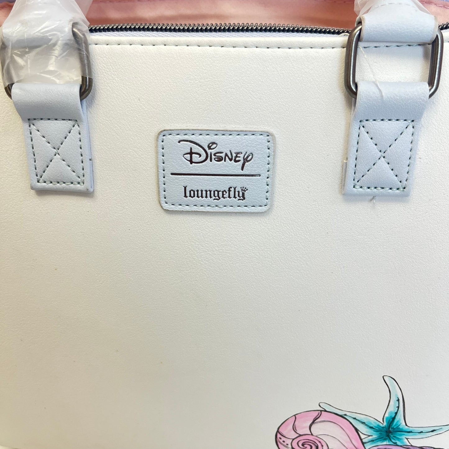 New Loungefly Disney Little Mermaid Ariel Seashells Sketch Handbag Purse Purple