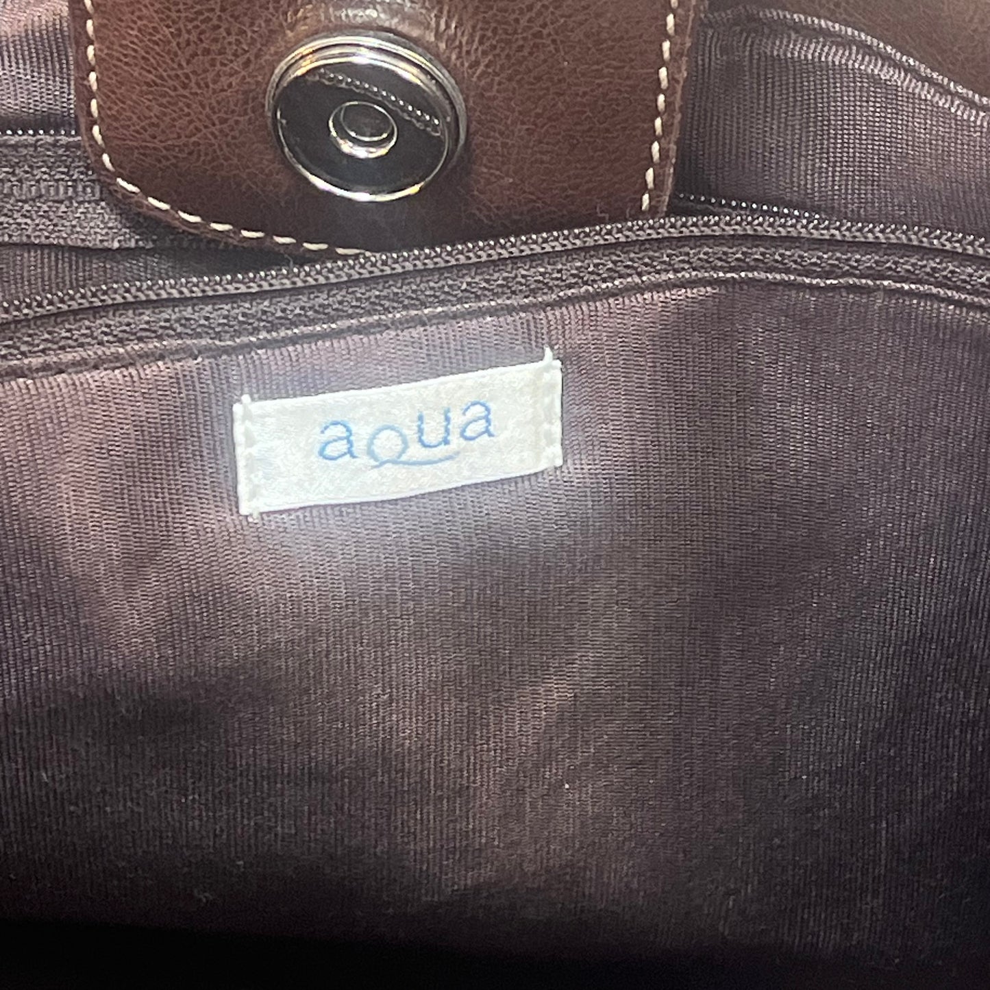AQUA Bloomingdales Two Tone Brown Leather / Suede Purse Handbag EUC