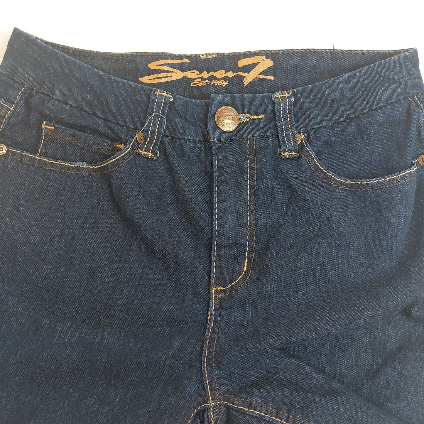 Seven 7 Slimming Boot Cut Dark Blue Stretch Denim Jeans Size 10