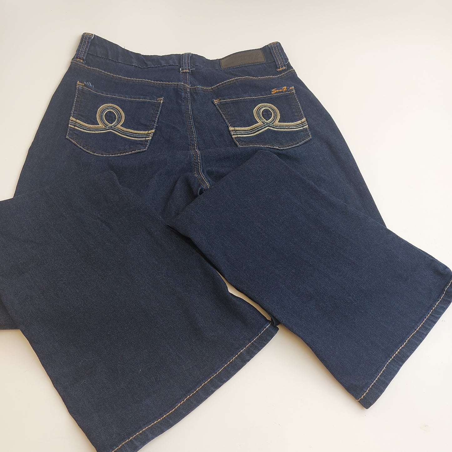 Seven 7 Slimming Boot Cut Dark Blue Stretch Denim Jeans Size 10