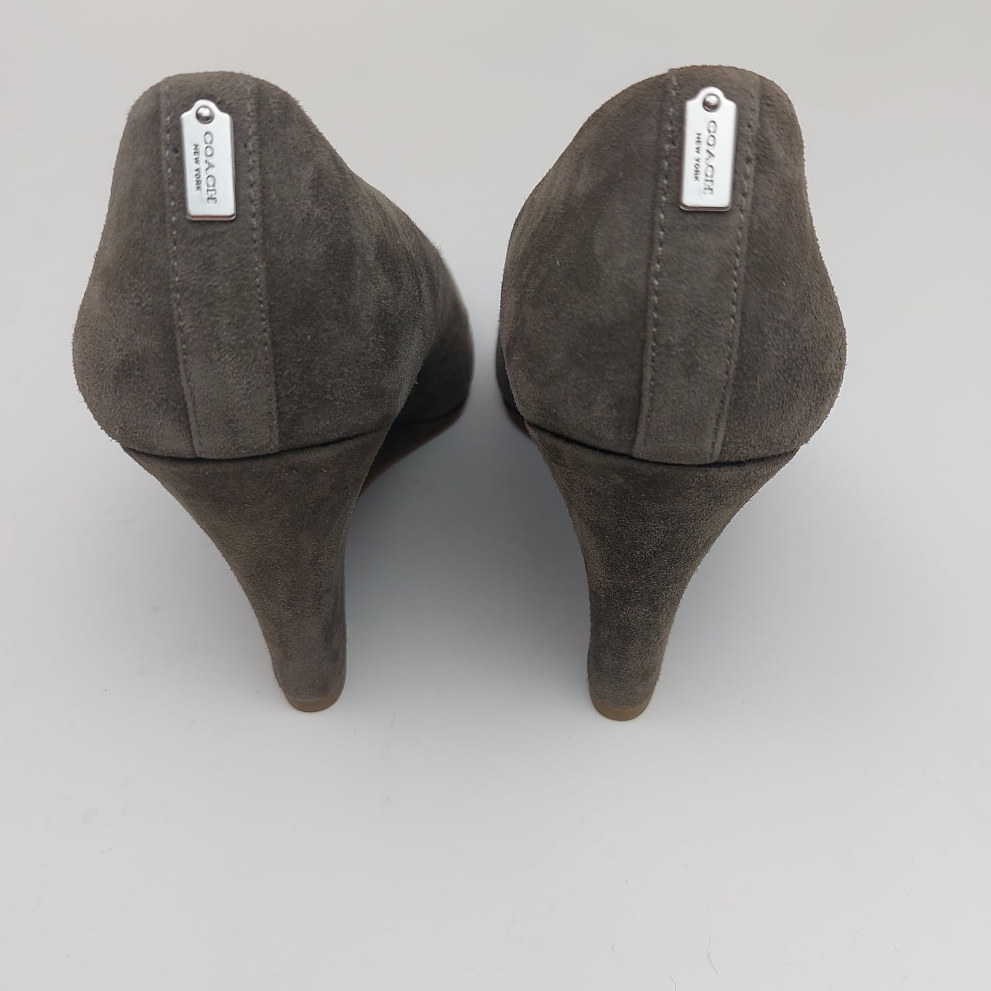 Coach Rileigh Suede Wedges Womens US Size 5 Gray Pumps w/ Box