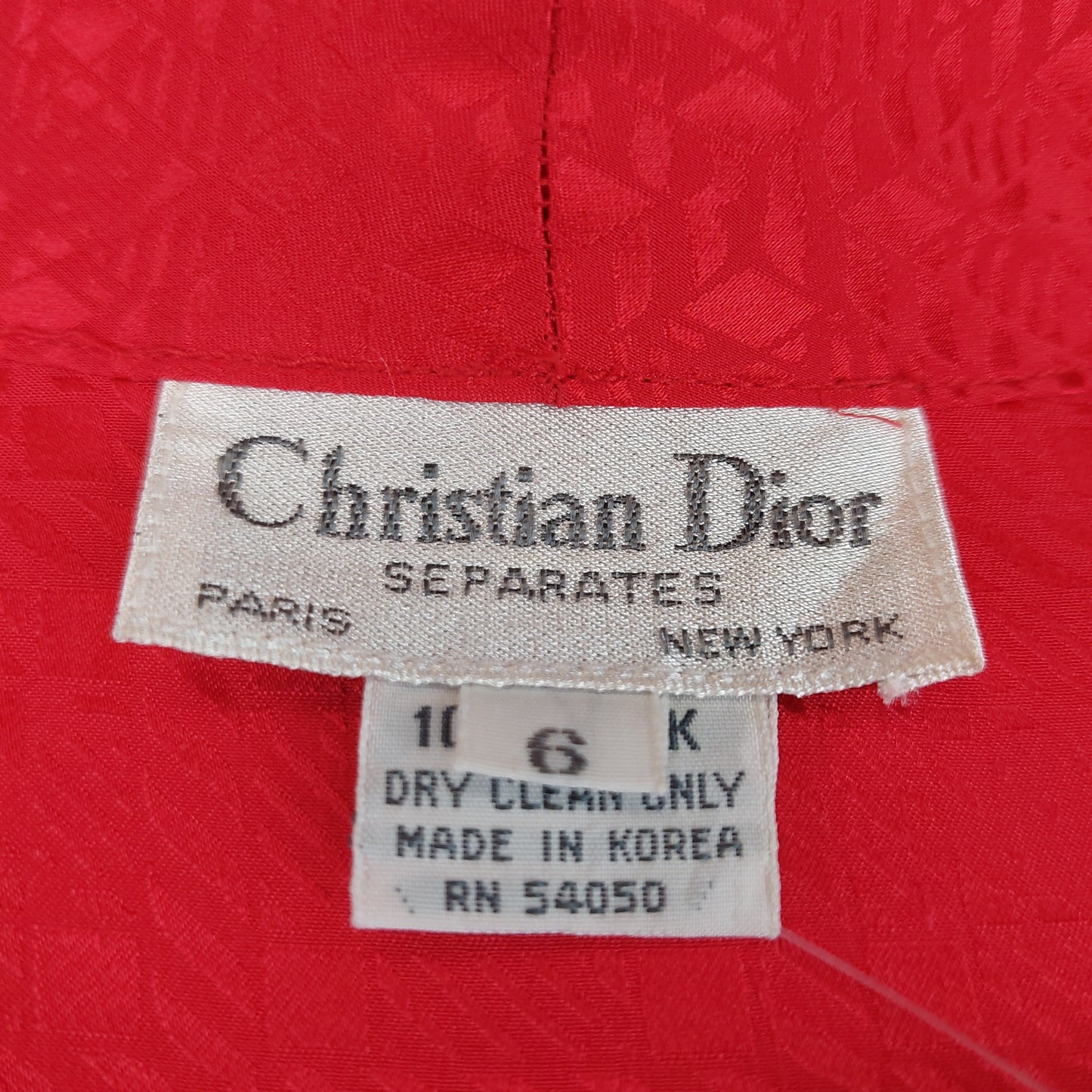 Vintage Christian Dior 100% Silk Long Sleeve Button Blouse Size 6 Red Bow Neck