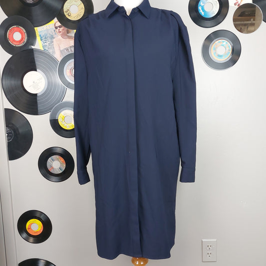 Halston Dress- Collared Shirt Dress in Evening Blue, Size S