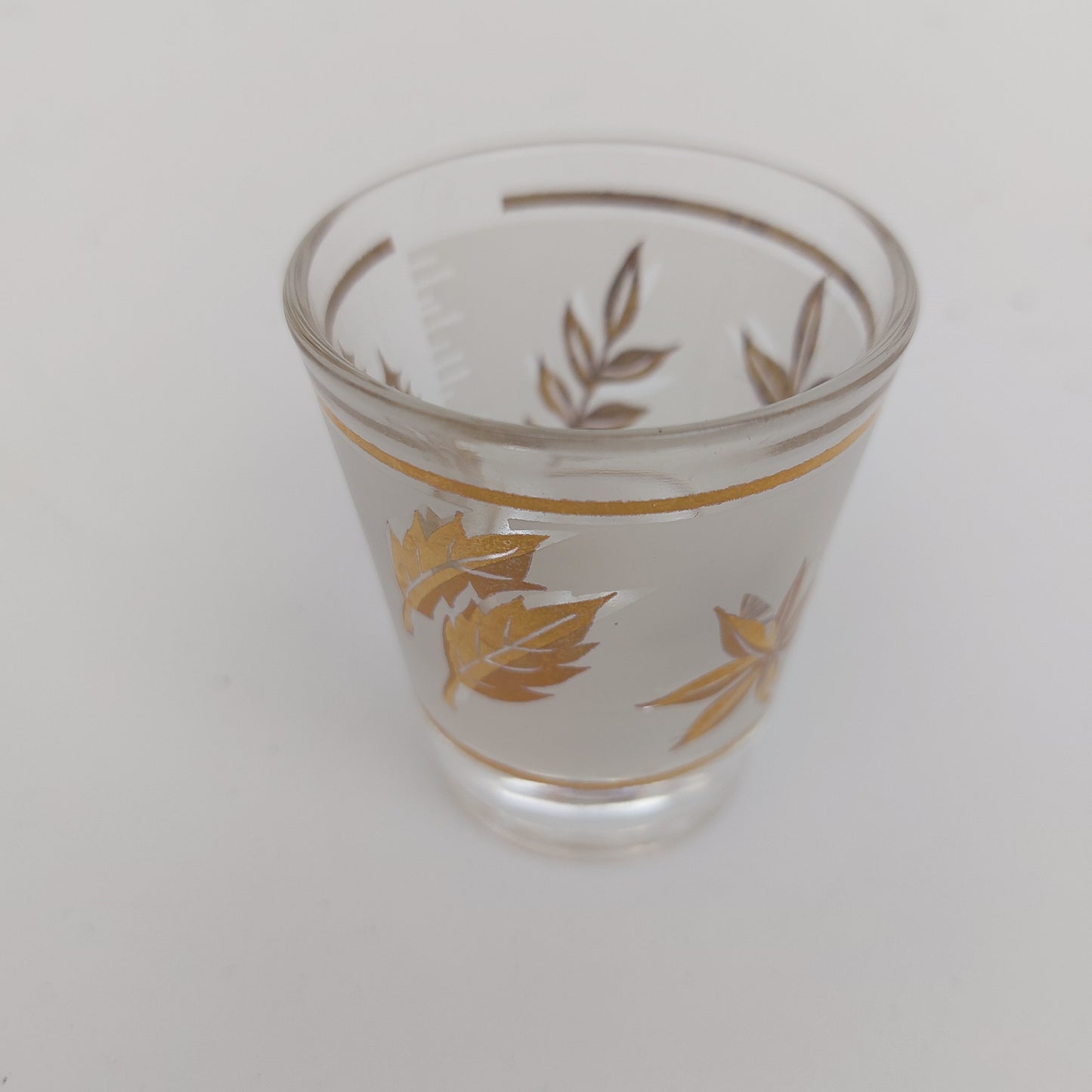 MCM Vintage Frosted Gold Leaf Libbey Starlyte Shot Glasses Barware (Set of 4)