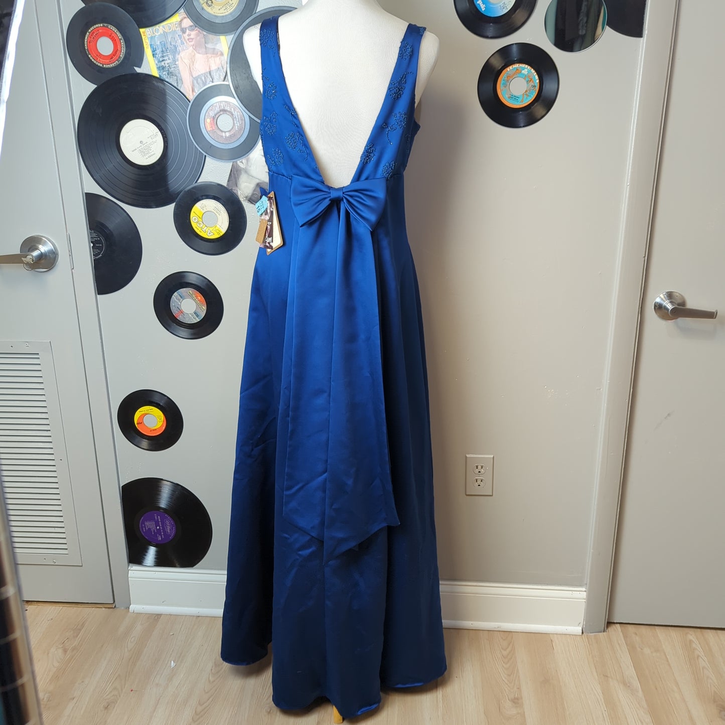 Royal Blue Dress with Embroidery and Bow Zum Zum by Niki Livas Size 15 NWT