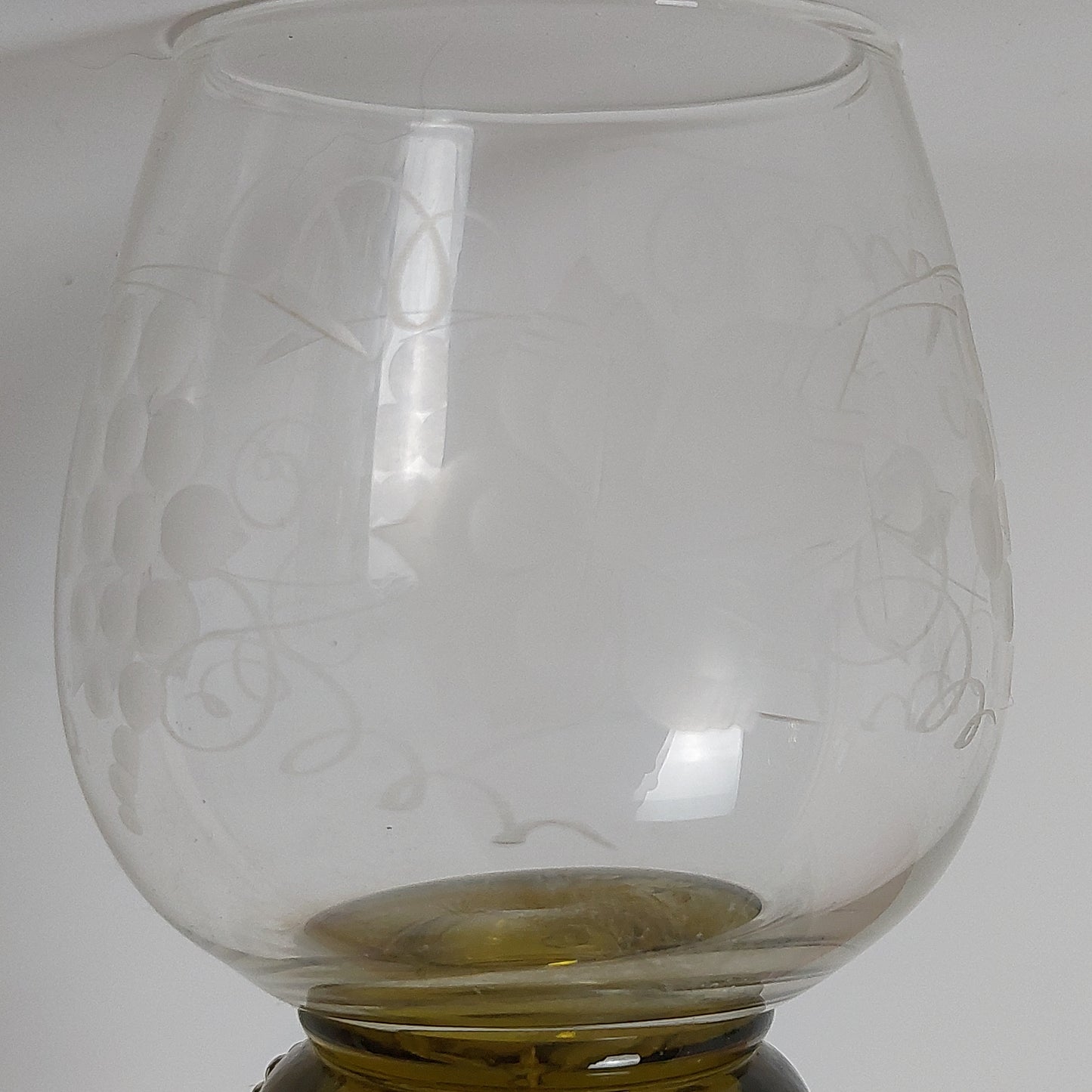 4 Vintage German Echt Kristall Green Roemer Rhine Wine Glasses 7in Tall