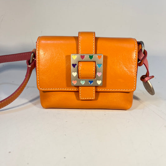 Dooney & Bourke Orange / Pink Mini Handbag w/ Enamel Heart Buckle EUC