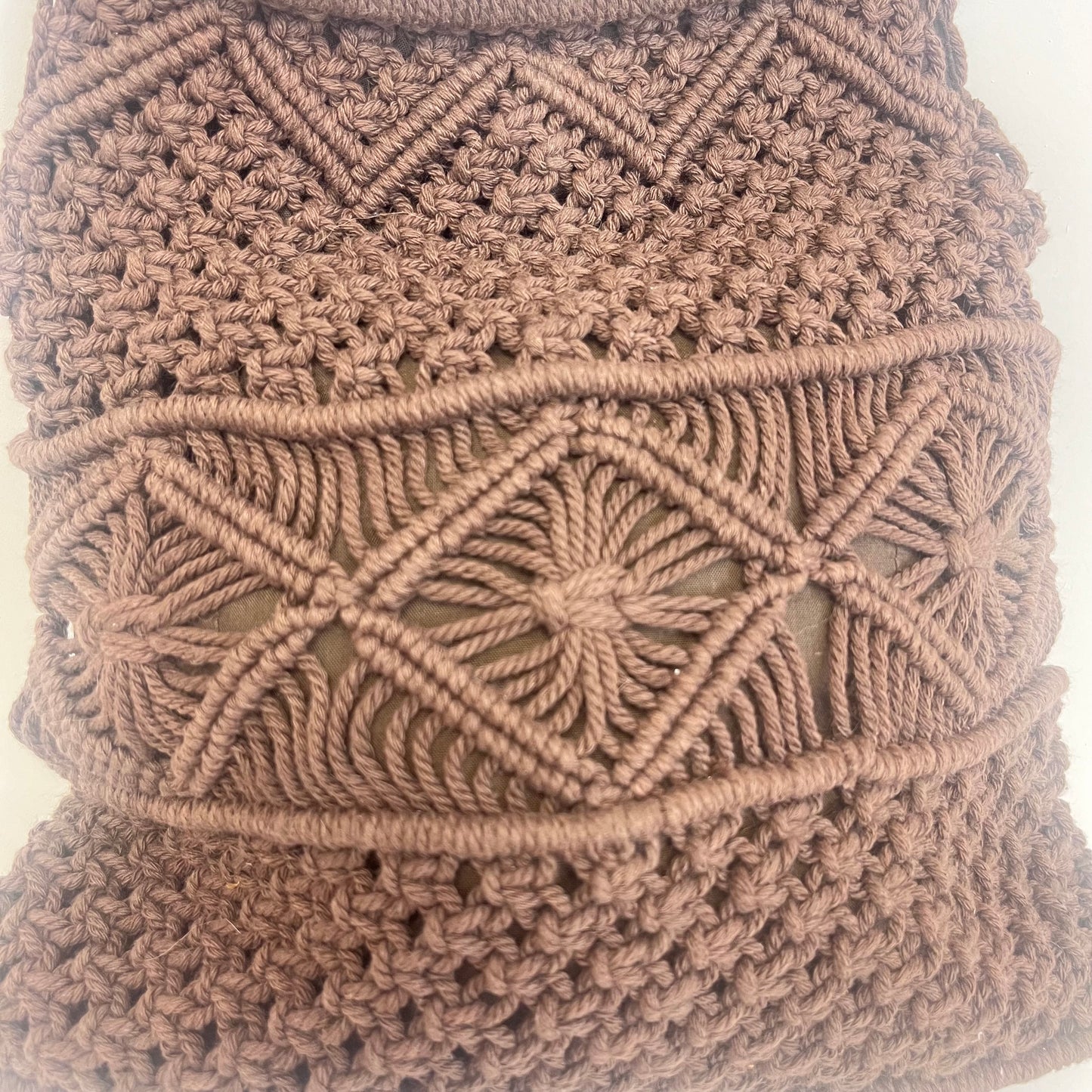 New York & Company Brown Crochet Macramé Handbag Boho Retro