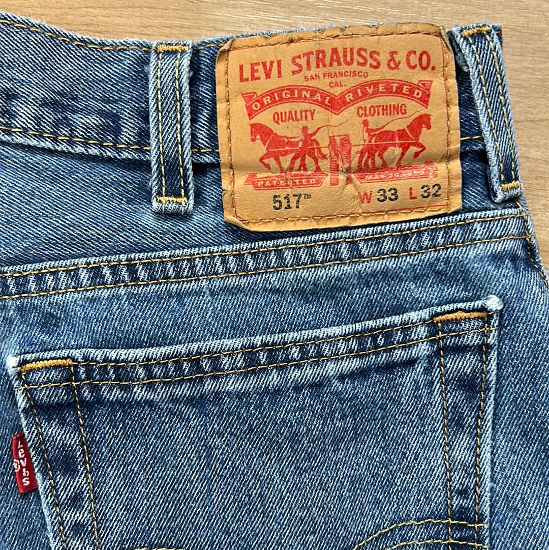 Levis 517 Bootcut Jeans Men’s 33x32 Medium Wash Denim Red Tab Western