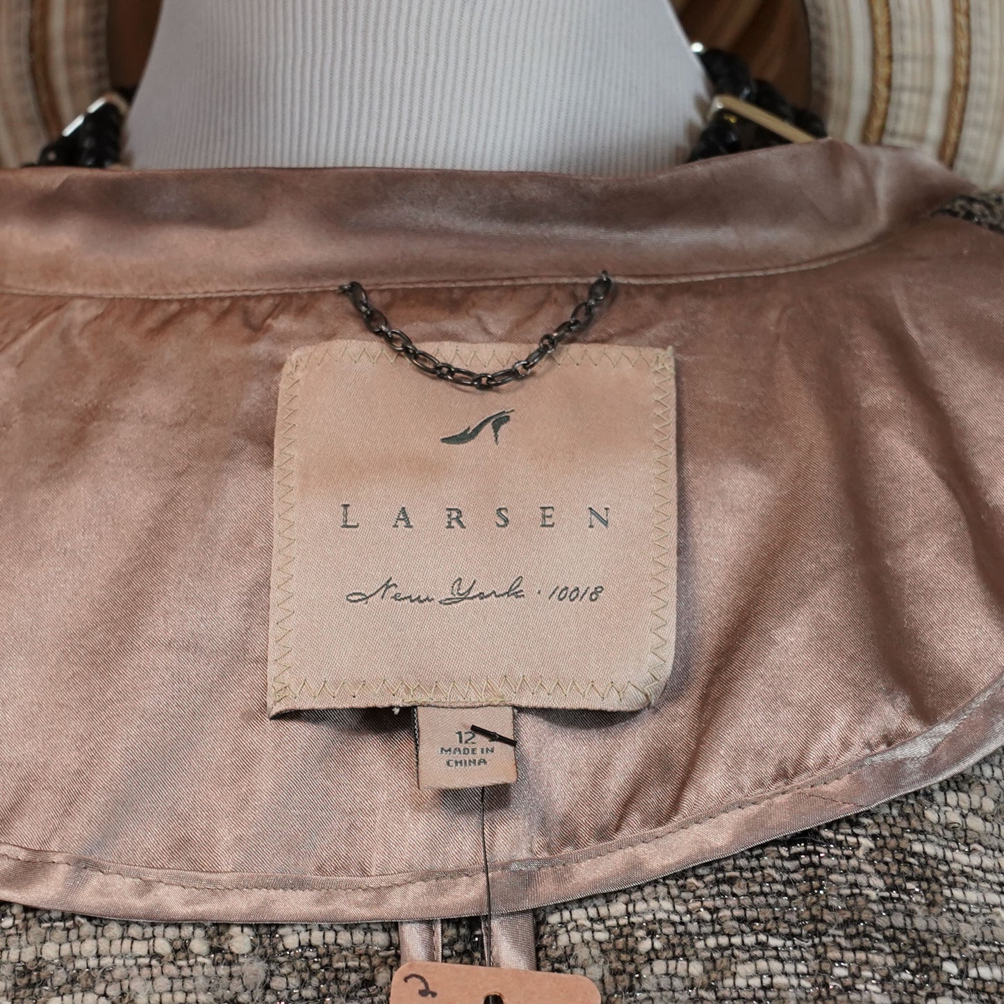 Y2K Larsen New York Wool Blend Brown Black Blazer Coat Size 12