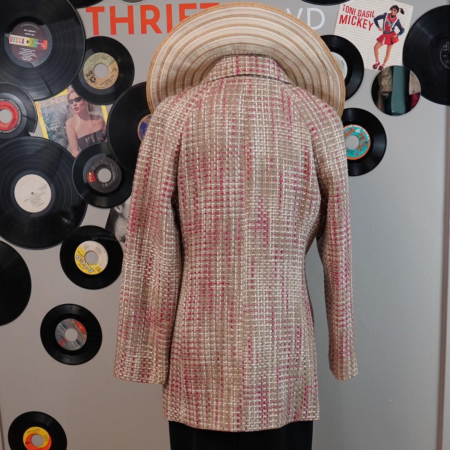 Josephine Pink and Brown Tweed Blazer Coat  Big Buttons  Size 12