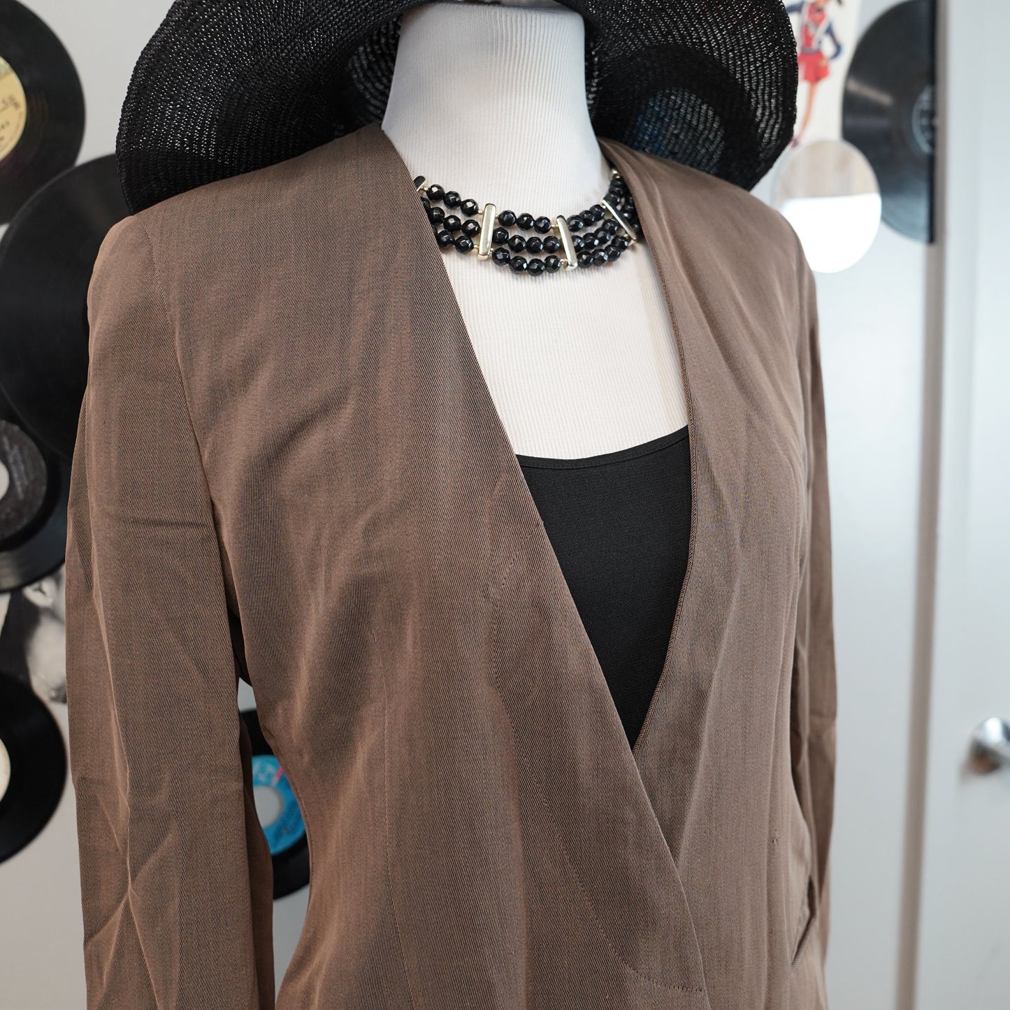 Vintage Giorgio Armani Silk Blazer Jacket Brown Size 38 A Milano Borgonuovo 21 Black Label