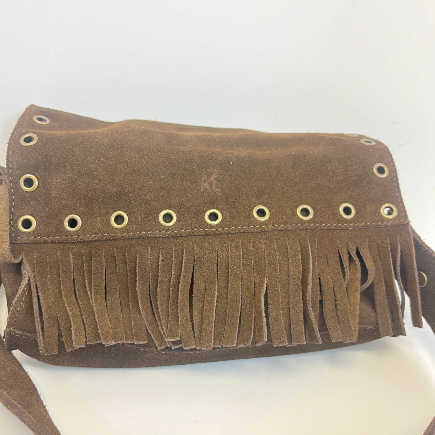 American Eagle Outfitters Brown Suede Purse Boho Hippie Western With Fringe
