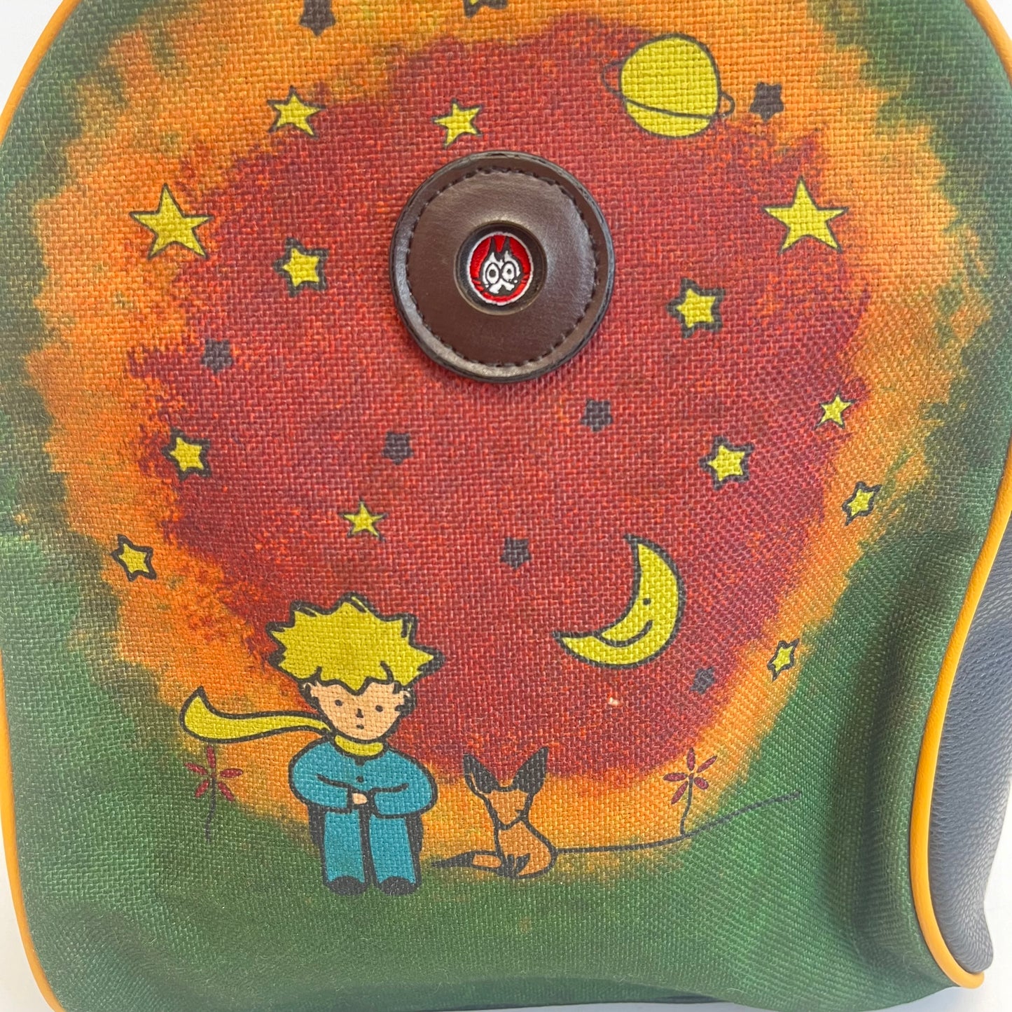 Sasikedi Little Prince Moon Painted Leather Backpack Sasi Kedi (squint cat) Turkish