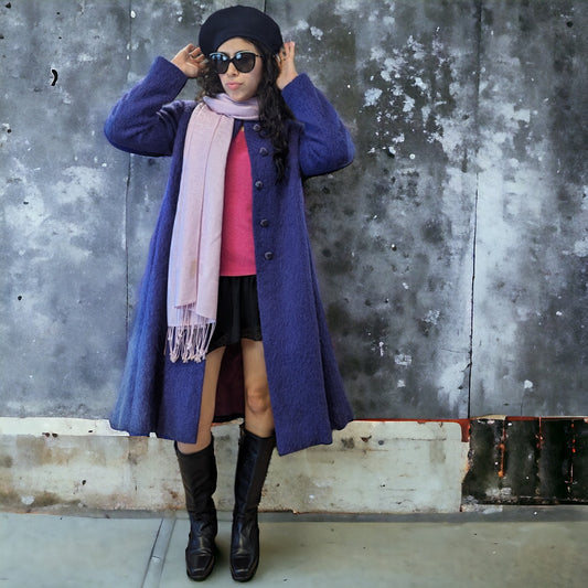 Vintage 70’s Stunning Purple Mohair Overcoat Size  8 - ILGWU