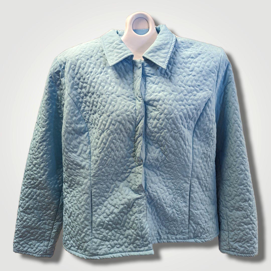 Charter Club Womens Light Blue Quilted Jacket Snaps Size L