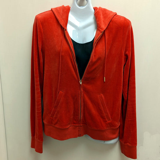 Juicy Velour Hoodie Red Zip Front Pockets Jacket Sweatshirt XL