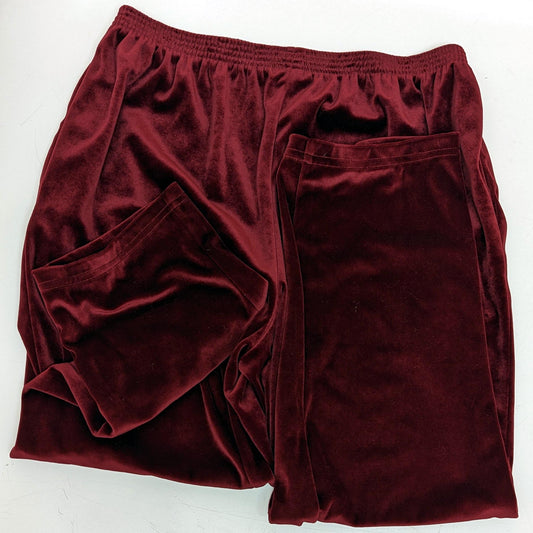 Vintage JoRo Fashions Burgundy Velour Track Suit Bottoms Pants Size H4 / 18