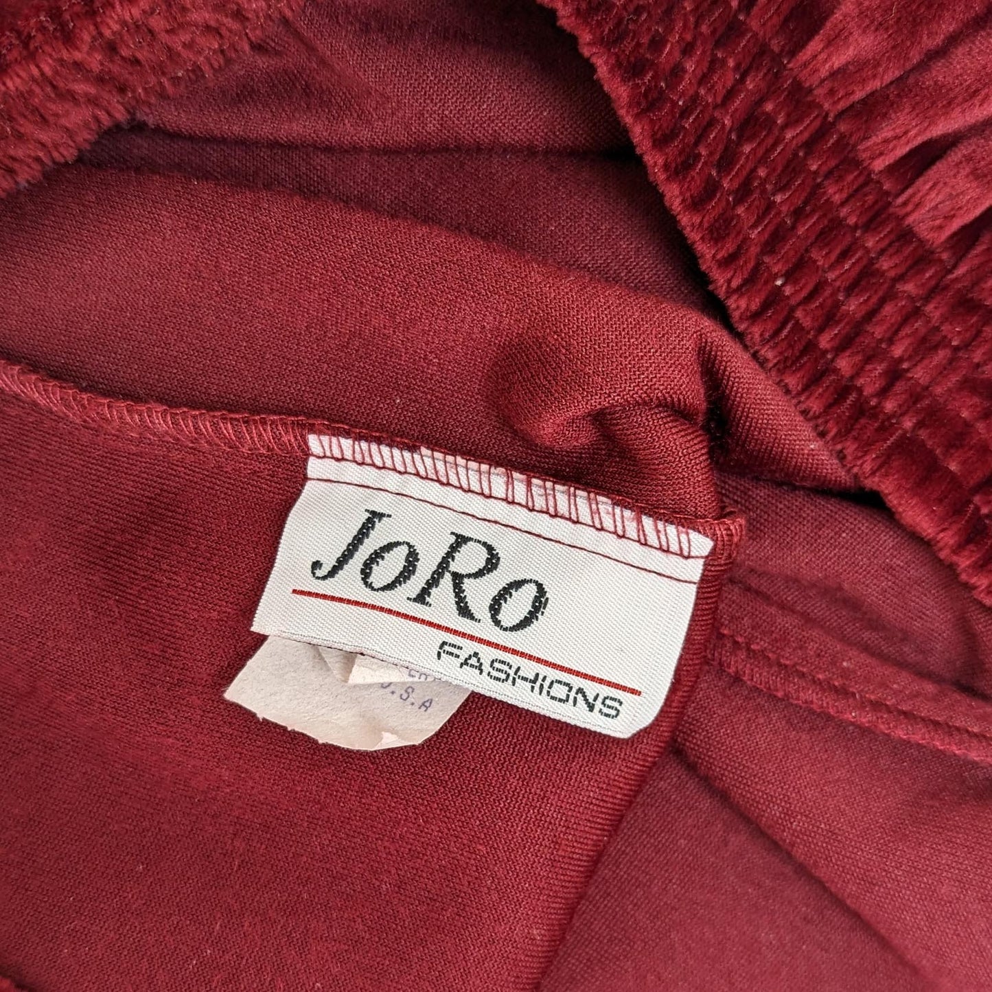 Vintage JoRo Fashions Burgundy Velour Track Suit Bottoms Pants Size H4 / 18