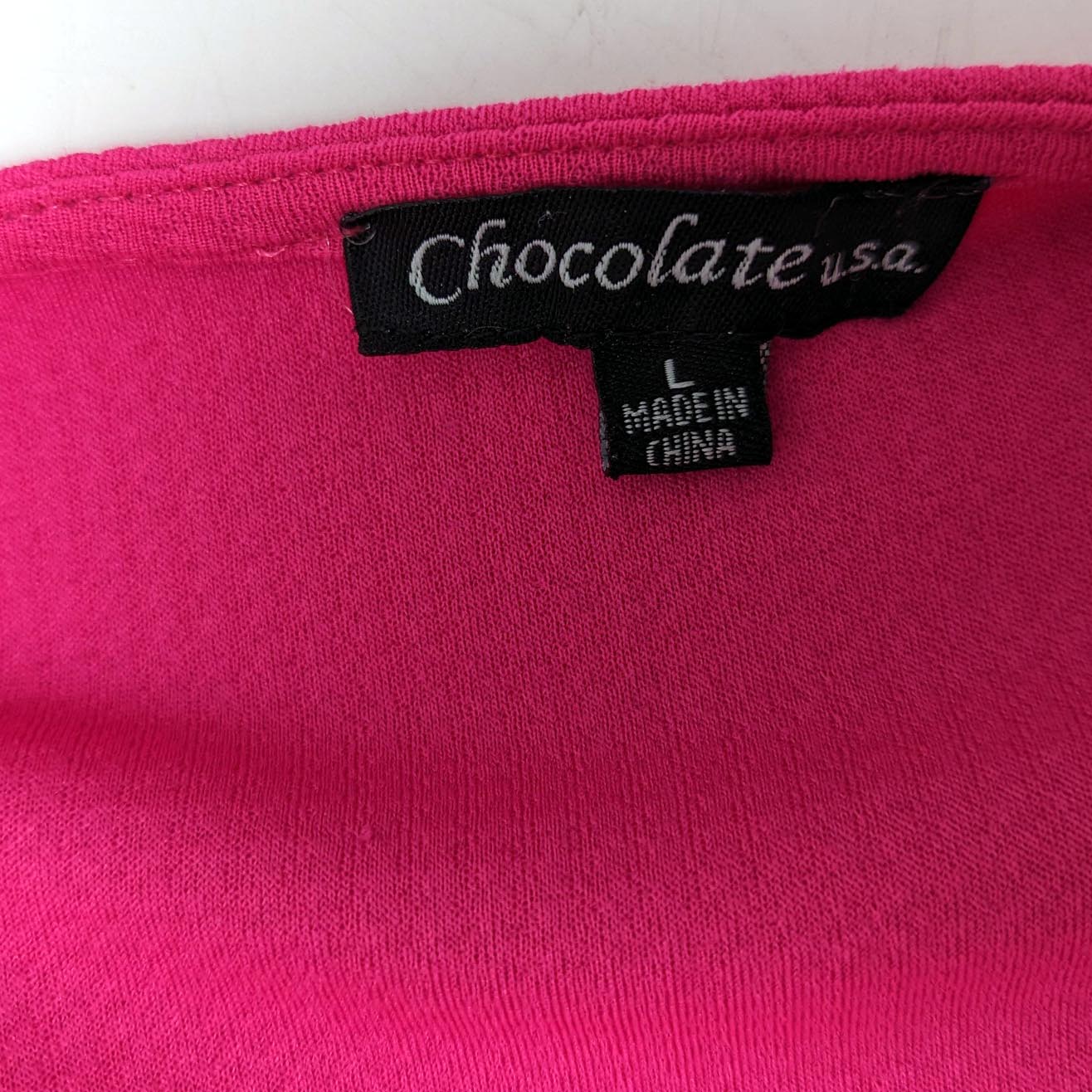 Chocolate USA Womens Sz L Hot Pink w Gold Zippers Half Jacket