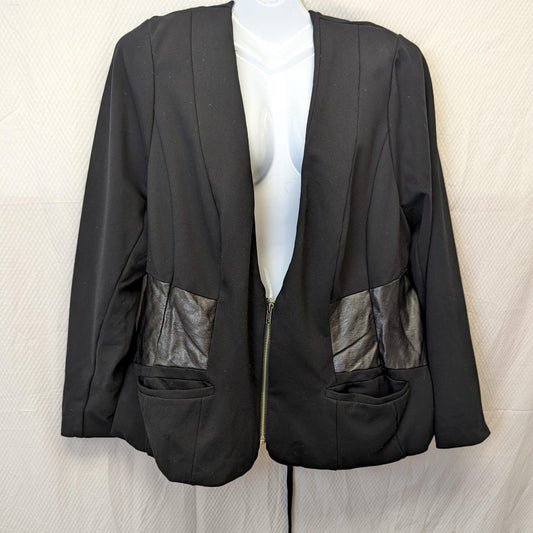 Torrid Blazer Womans Size 3X Black Faux Leather Corset Full Zip Edgy Career Wear