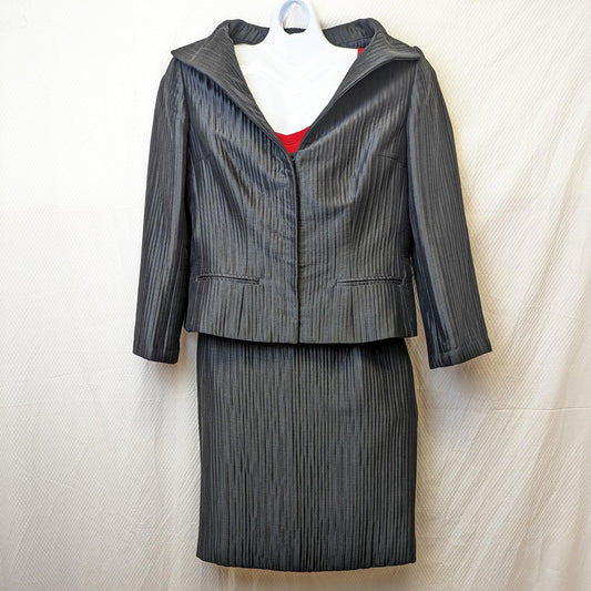 Guy Laroche Paris Collection 2-Piece Silk Skirt Suit Blazer Jacket Sz 6